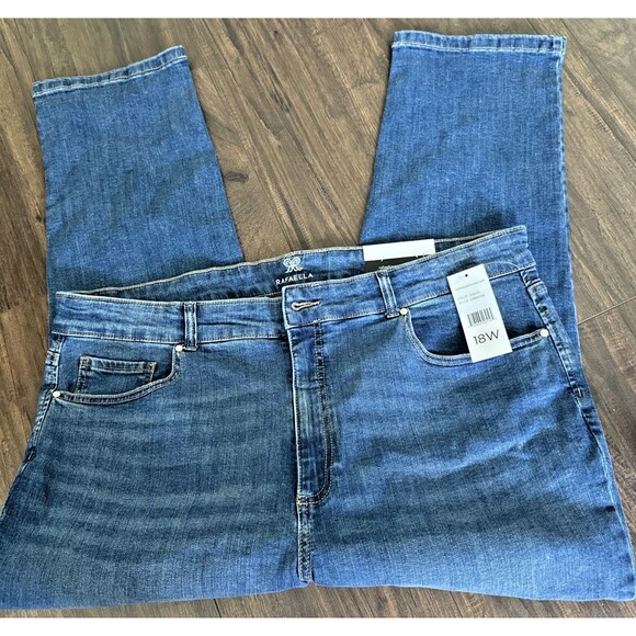 Rafaella Women's Plus Size Modern Fit Straight Leg Slim Ankle Jeans Blue 18W - Picture 4 of 7